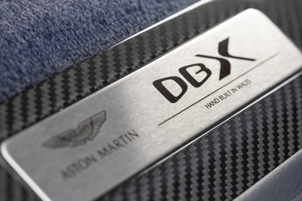 Plaque showing the Aston Martin DBX was built in Wales_Hagerty