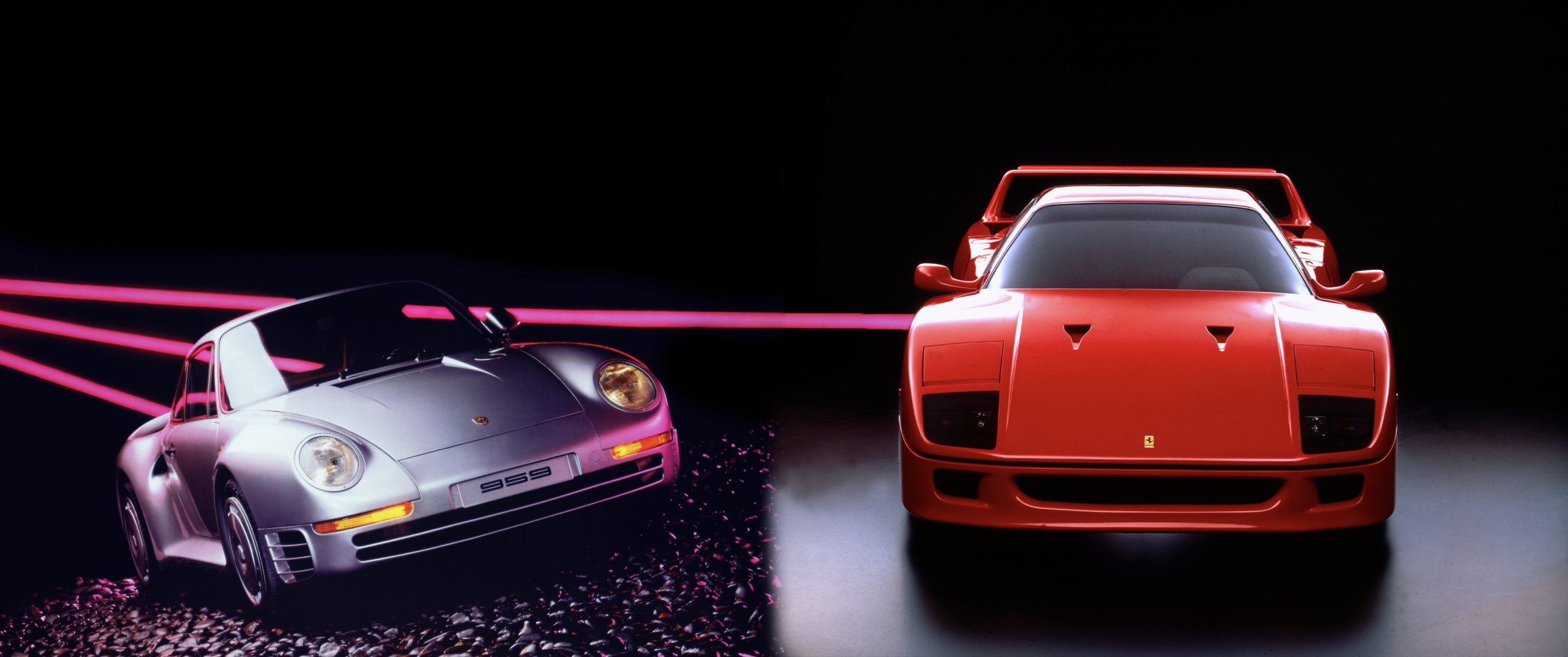 'The most exciting supercar in the world versus the greatest.' Head-to-head in the Ferrari F40 and Porsche 959