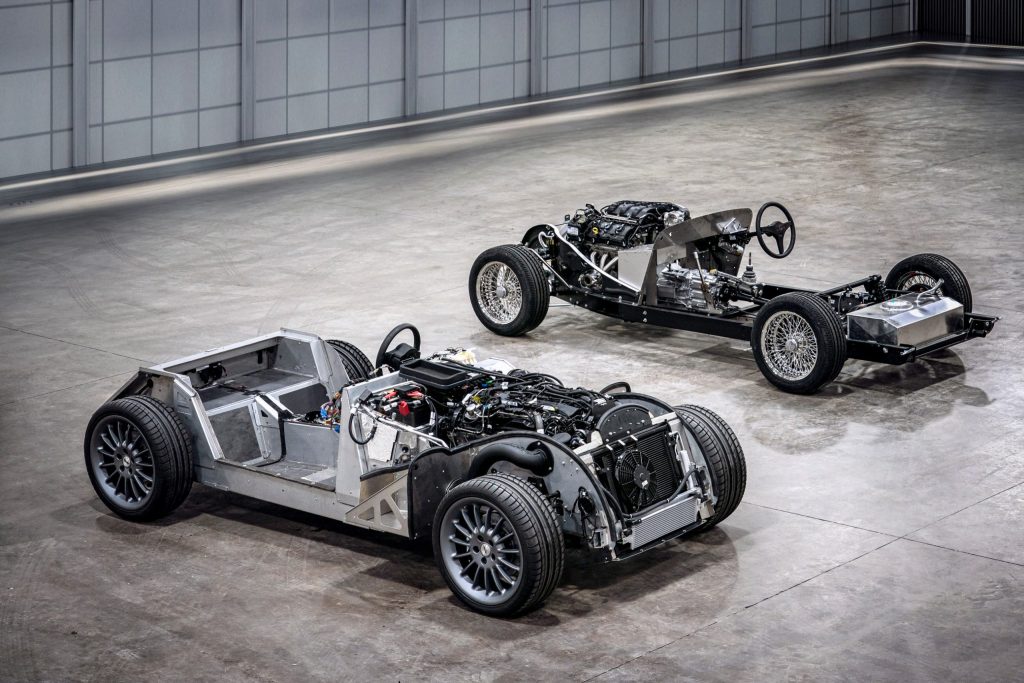 The final steel chassic Morgan and the latest CX-Generation aluminium chassis_Hagerty