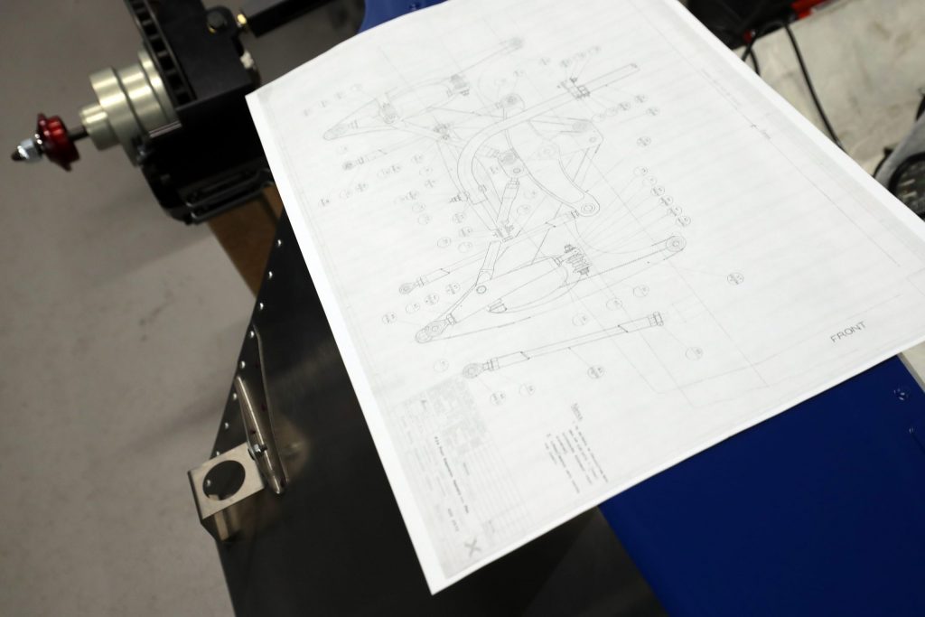 Original technical drawings for the Tyrrell P34 six-wheel F1 car