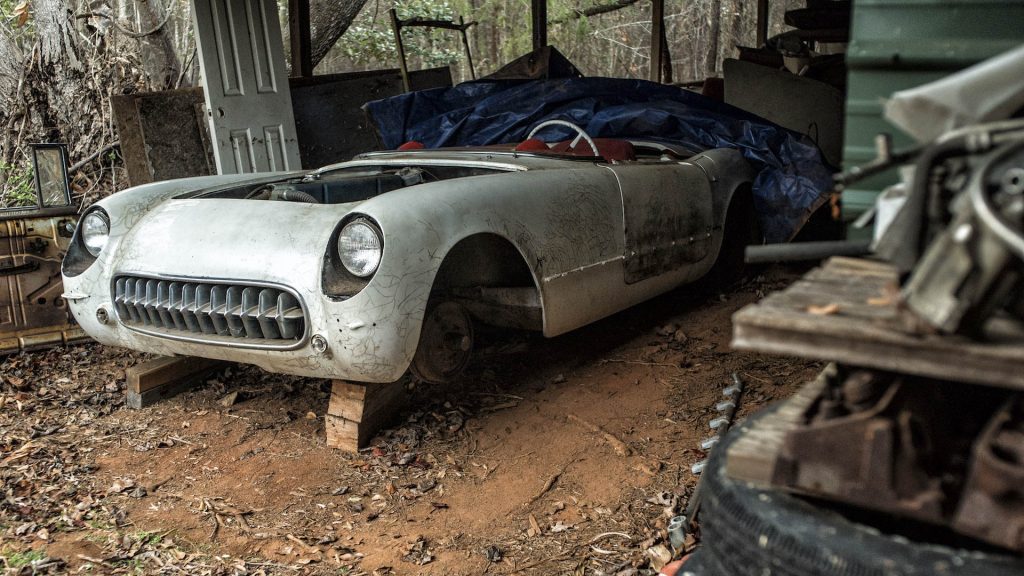 The Vette in the shed