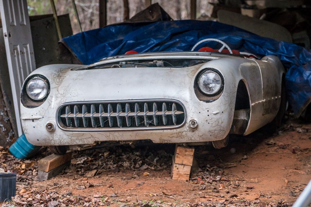 The Vette in the shed