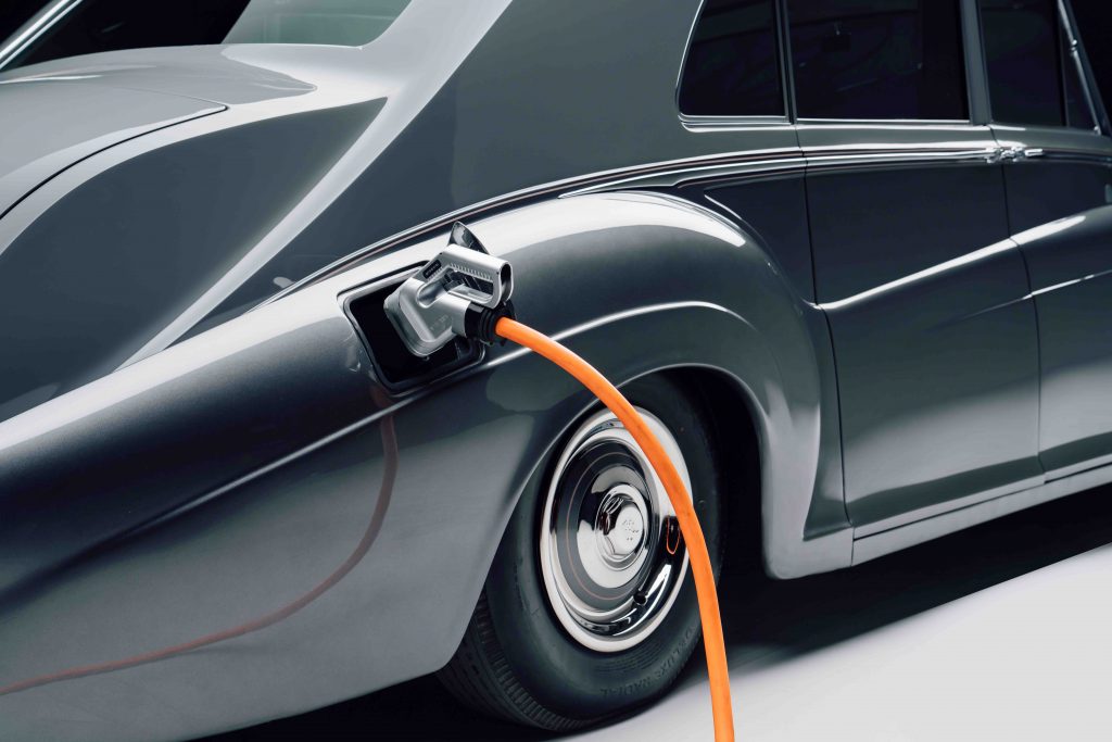 Charging point for electric Lunaz Rolls-Royce Phantom V