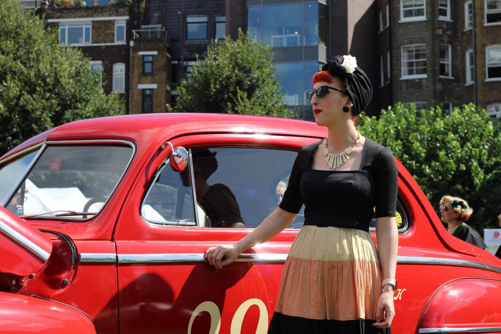 Hannah Cullen with a 1947 Ford Deluxe Coupe hot rod_London Concours 2020_Hagerty