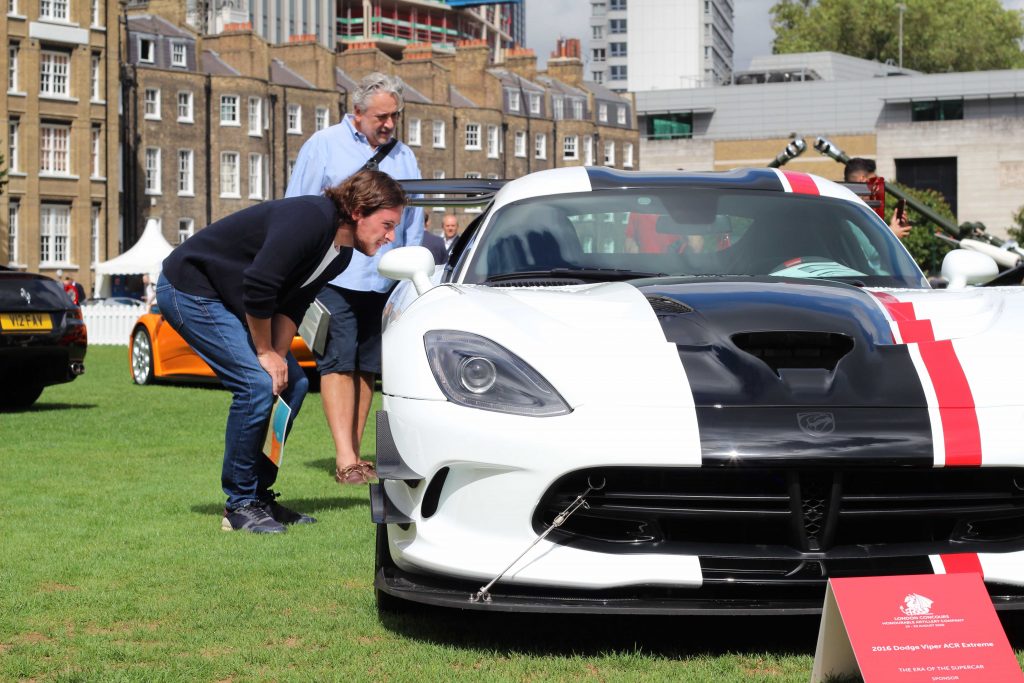 Mitchell Crane and his father, Dean, check out a 2016 Dodge Viper ACR Extreme_London Concours 2020_Hagerty