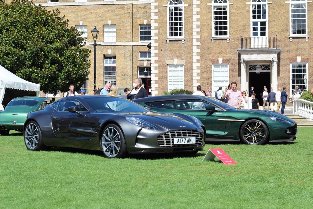 A 2011 Aston Martin One-77, before a 2019 Vanquish Zagato Shooting Brake_London Concours_Hagerty