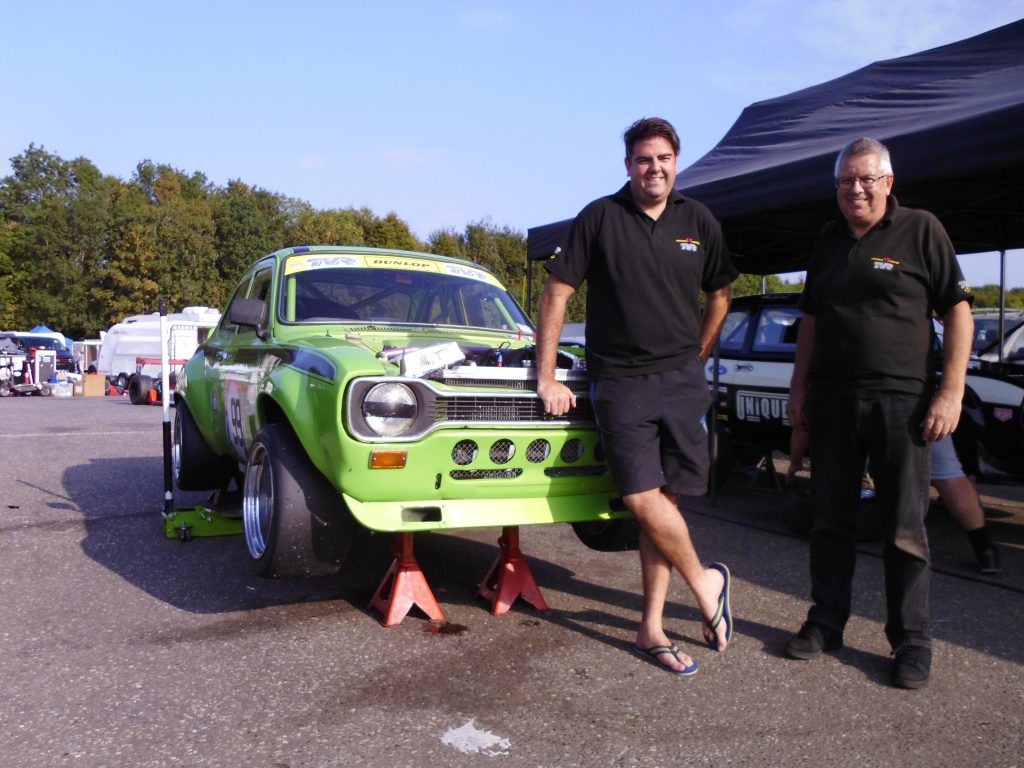 Mike Saunders and father Tony with TVR-powered MkI Ford Escort