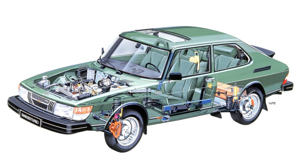 Saab 900 Turbo cutaway illustration_Hagerty