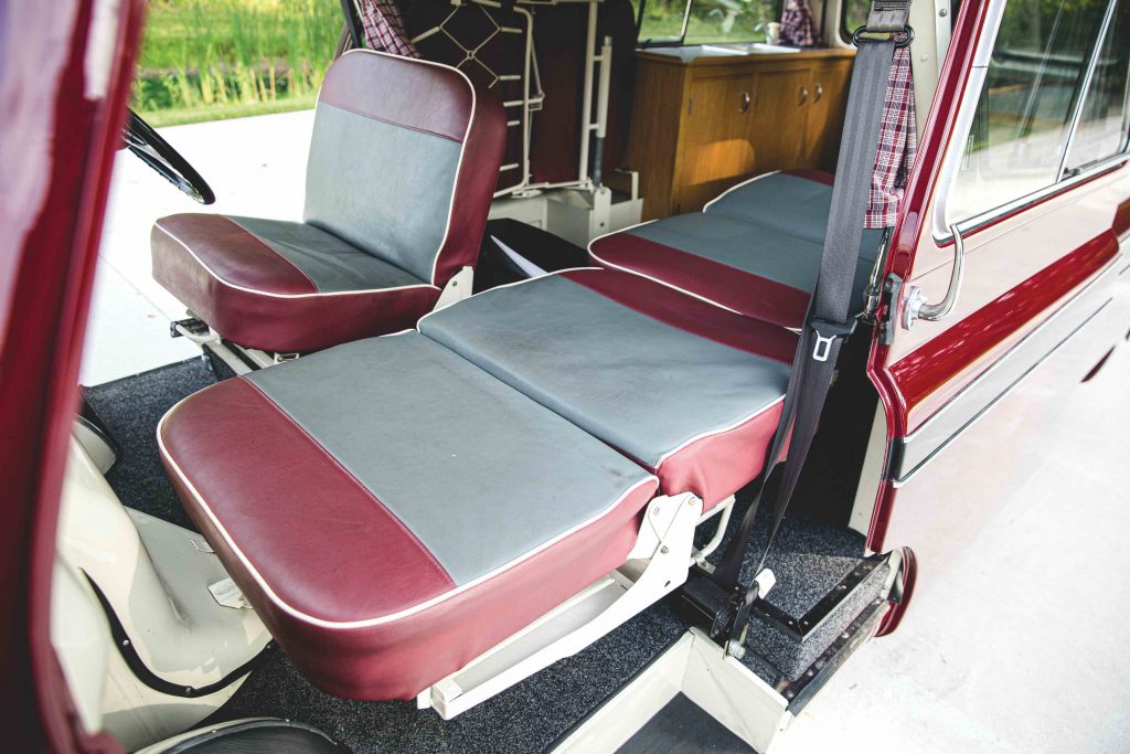 1961 Bedford CA Dormobile Caravan interior with bed