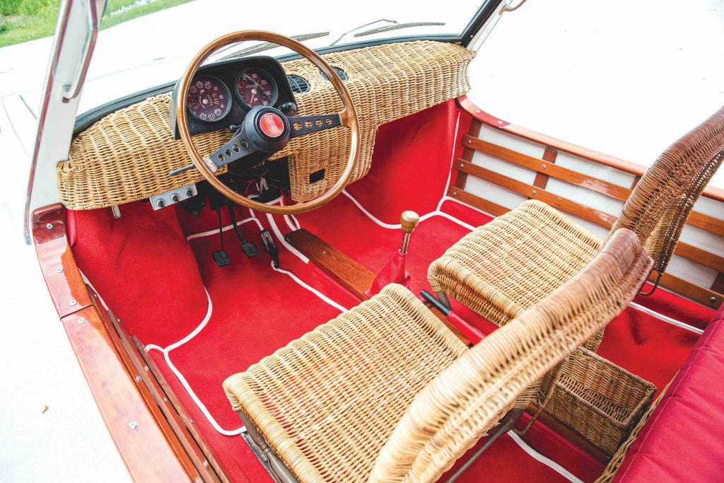 1970 Fiat 850 Spiaggetta by Michelotti interior wicker seats