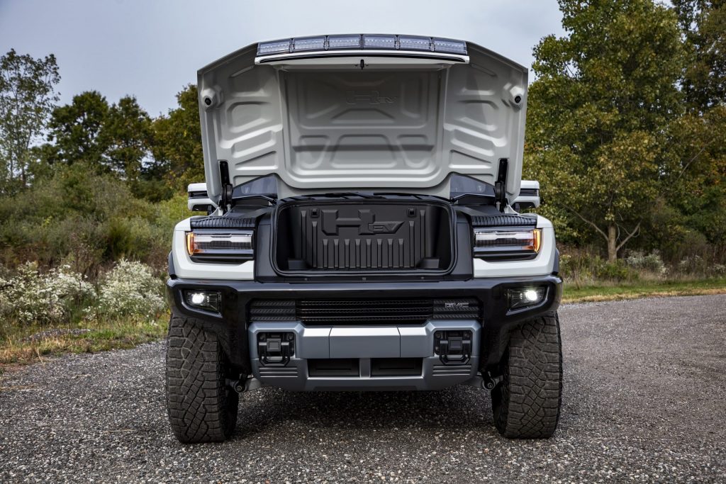 Hummer EV front trunk carries glass roof panels