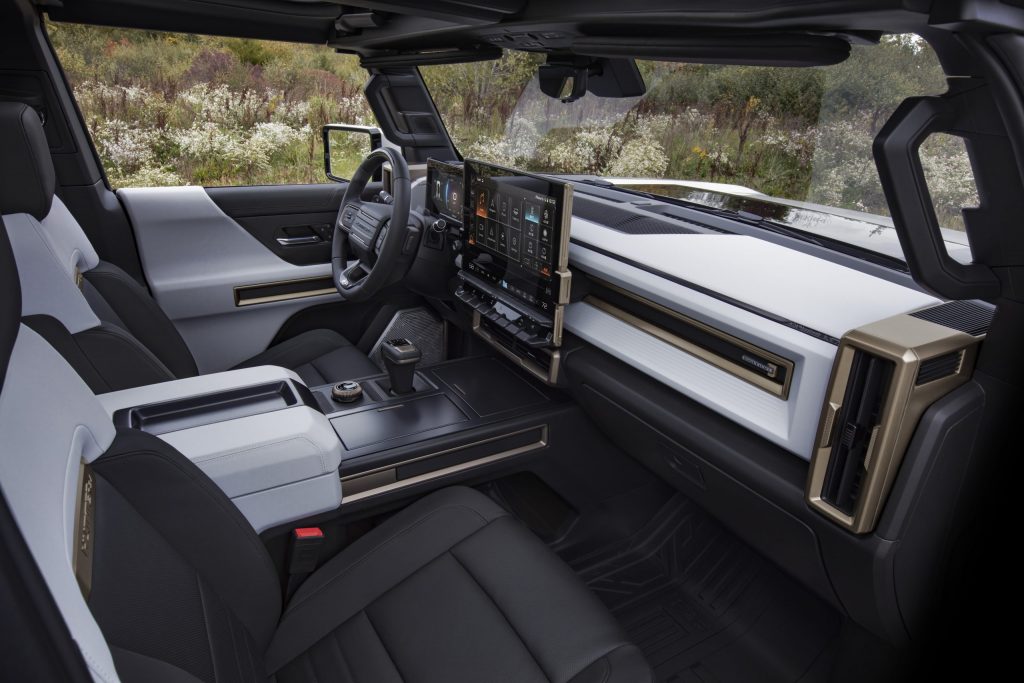 Hummer EV electric SUV interior and touchscreen