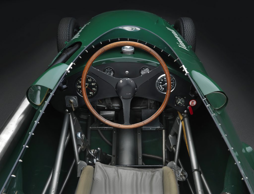 The cockpit of the 1958 Vanwall grand prix continuation car