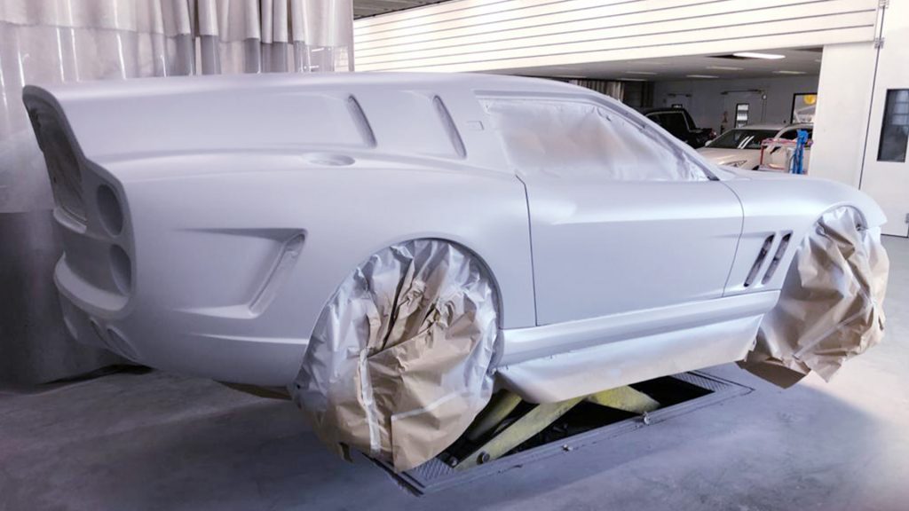 Bare body of the Ferrari Breadvan Hommage awaiting final paint