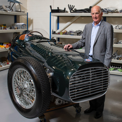 John Owen with the sanctioned BRM V16 F1 continuation car