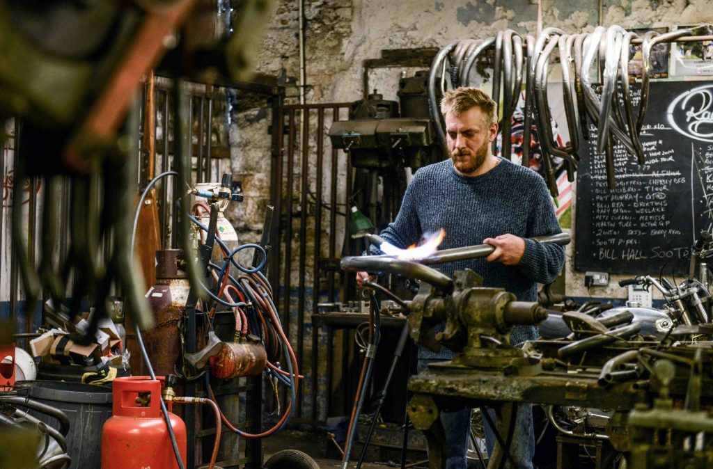 Ben Hardman making exhausts for classic motorbikes