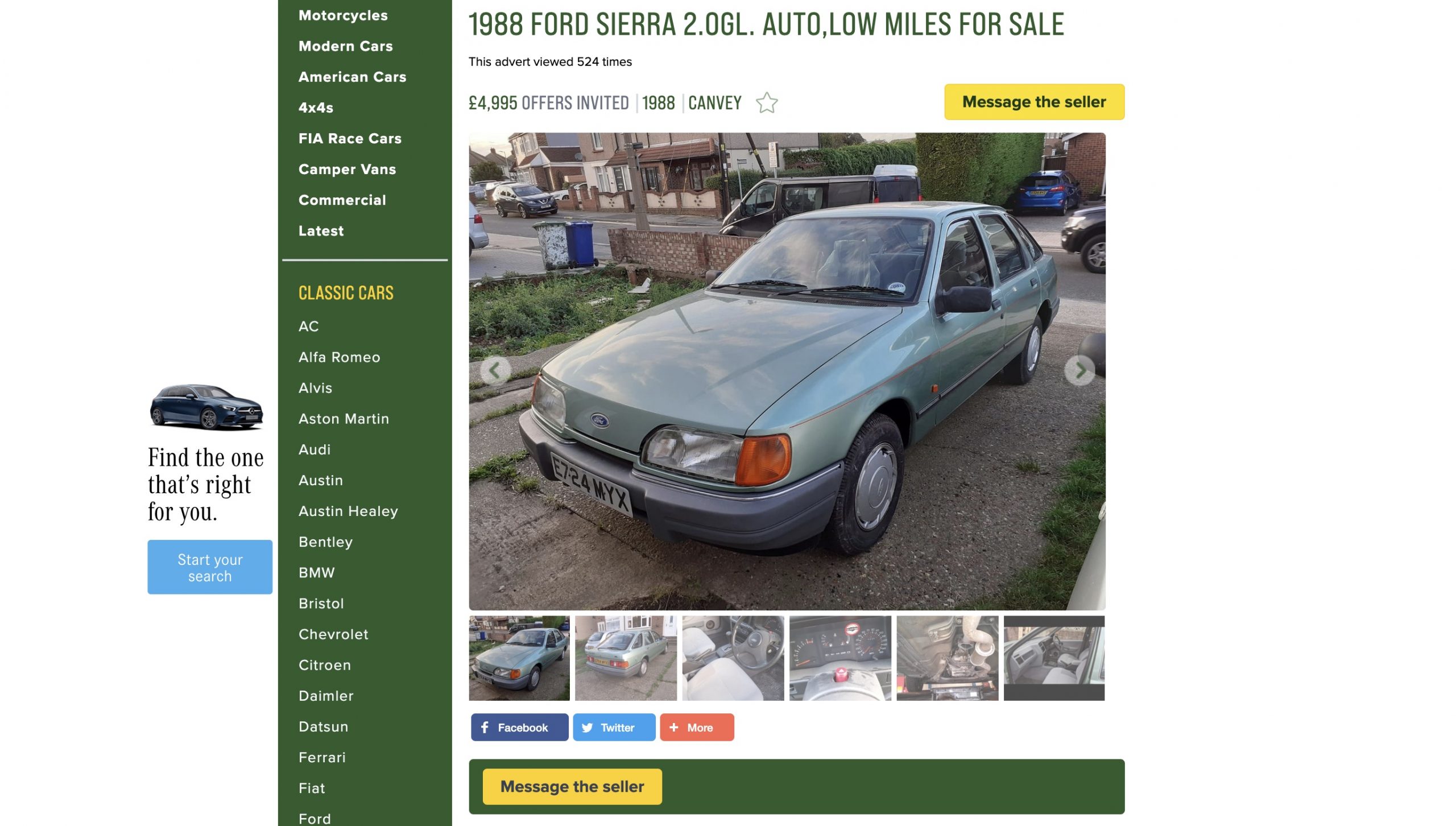 Unexceptional Classifieds: Ford Sierra 2.0GL automatic