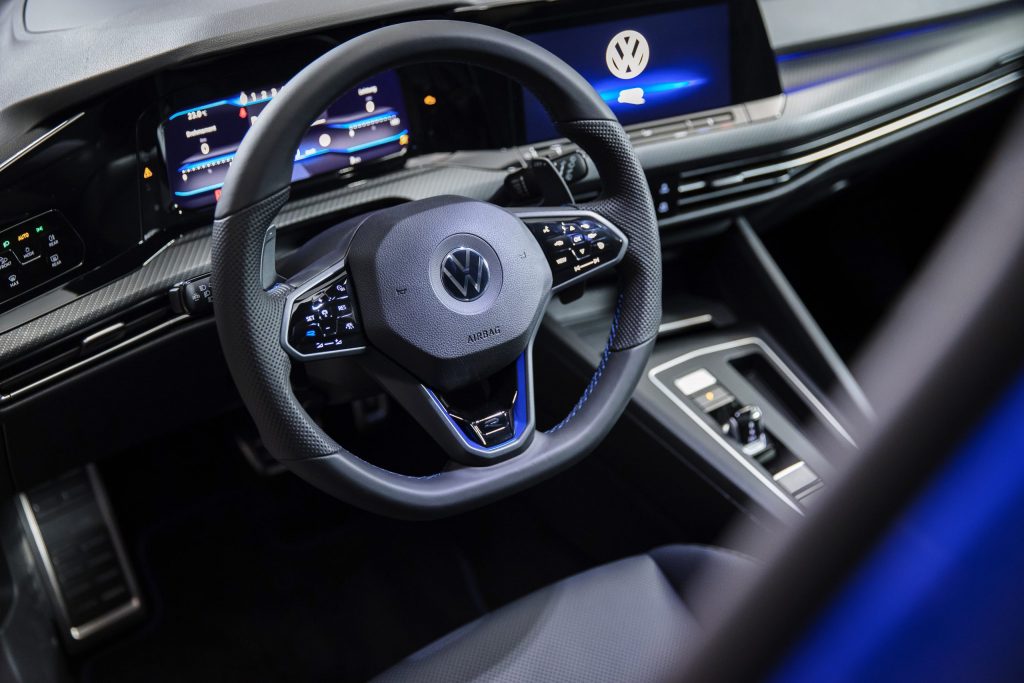 2021 Volkswagen Golf R interior and sports steering wheel