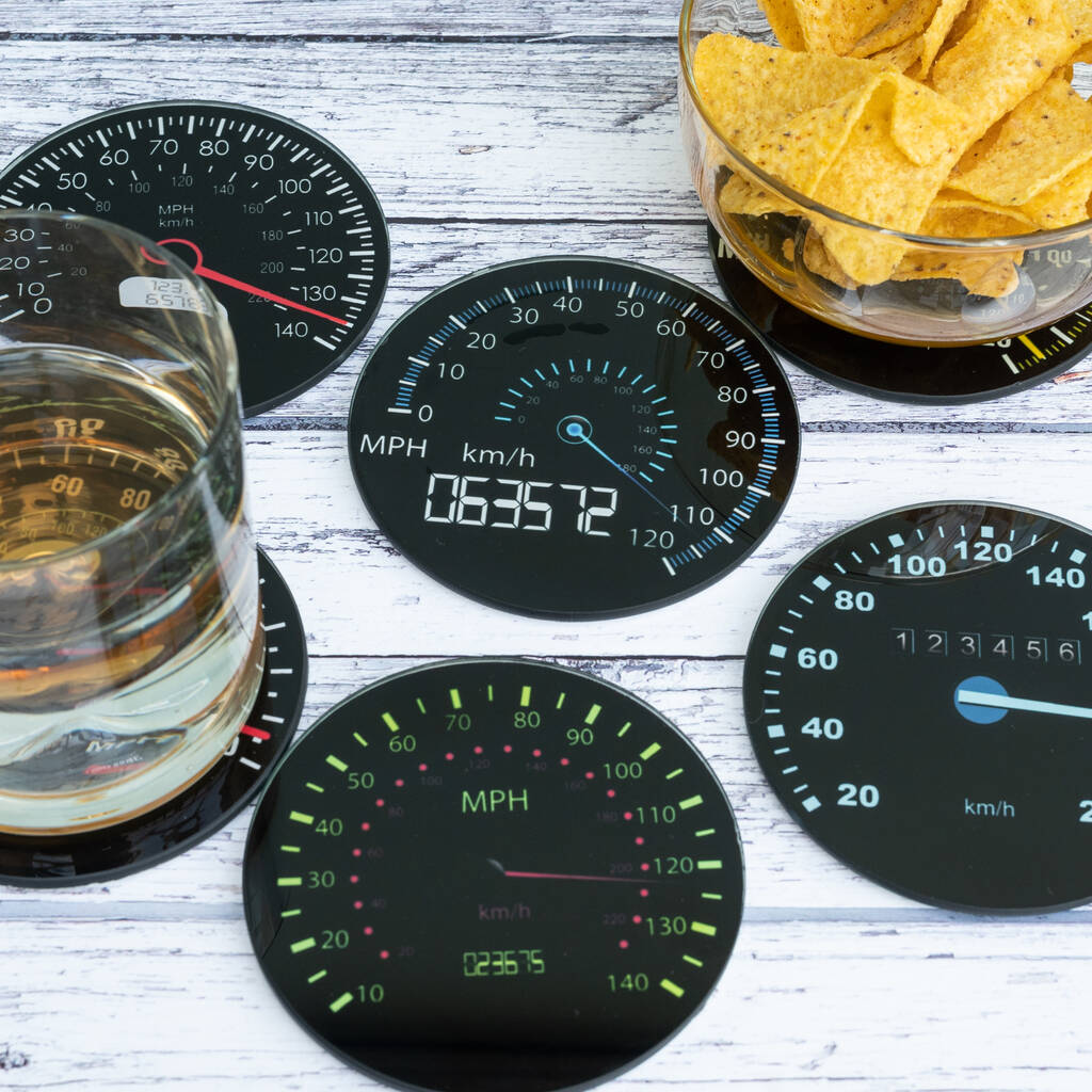 Speedo coasters_2020 Christmas gift ideas for car enthusiasts_Hagerty