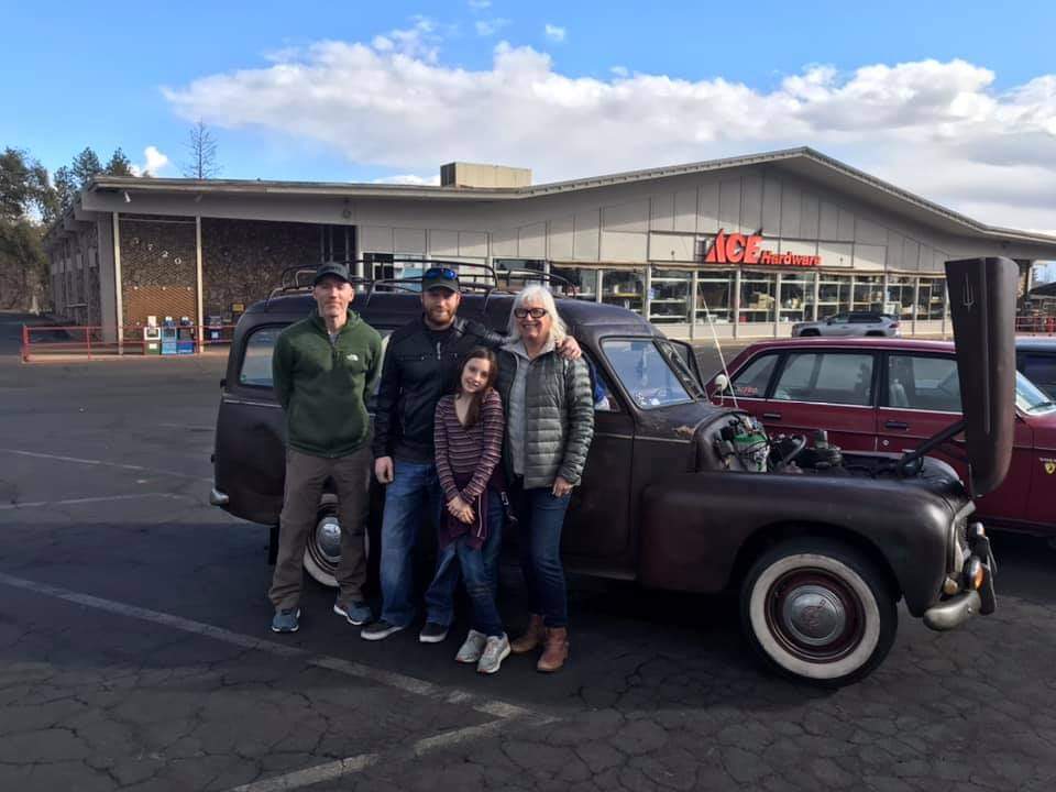 Pam Kirby and family with the restored Duett