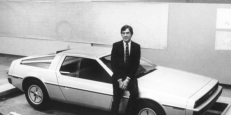 John Z DeLorean with an early prototype
