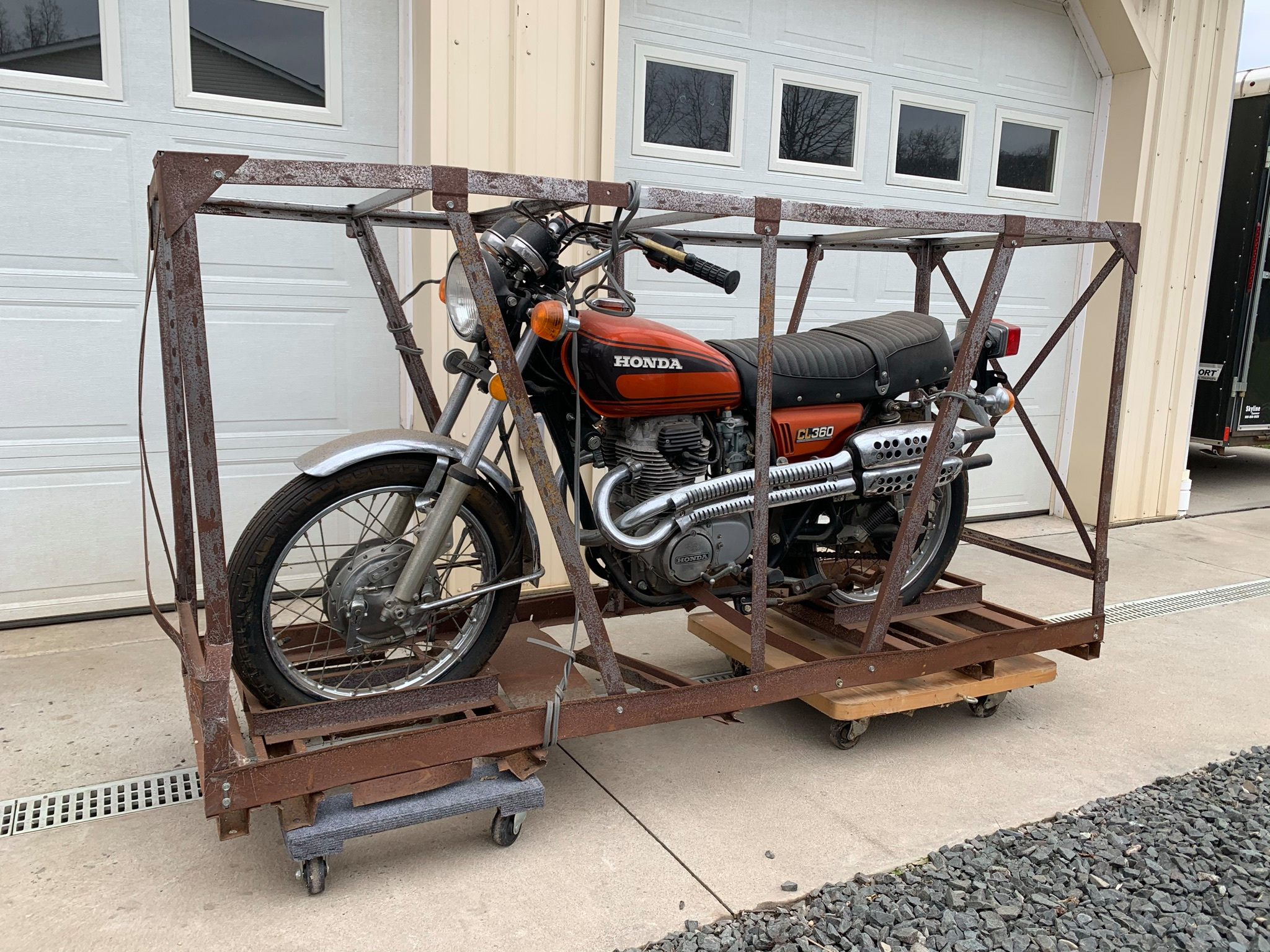 Still in its crate, this Honda CL360 is a 1970s time capsule