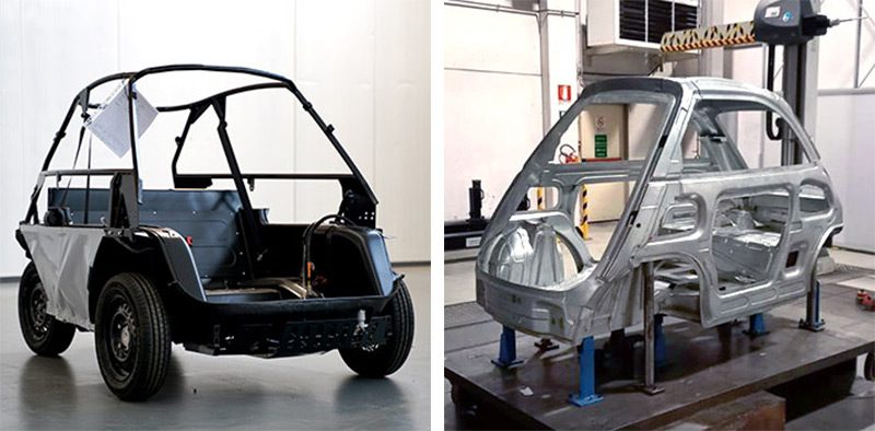 Microlino electric city car chassis