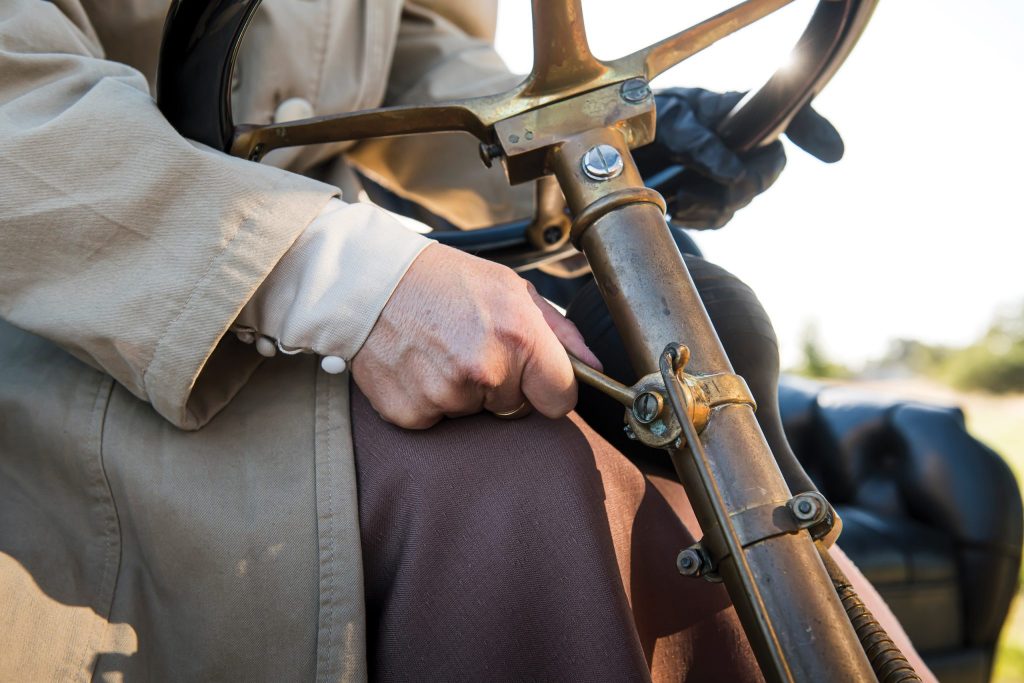 Lyn Woodward drives a 1906 Maxwell