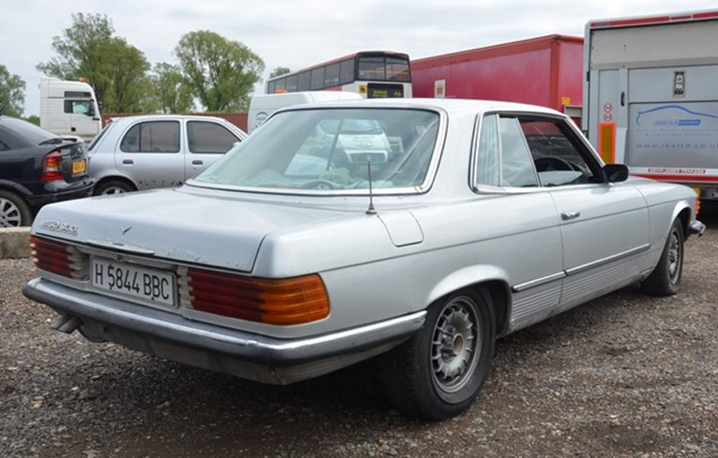 Ex Peter Seller Mercedes 450 SLC before it was restored