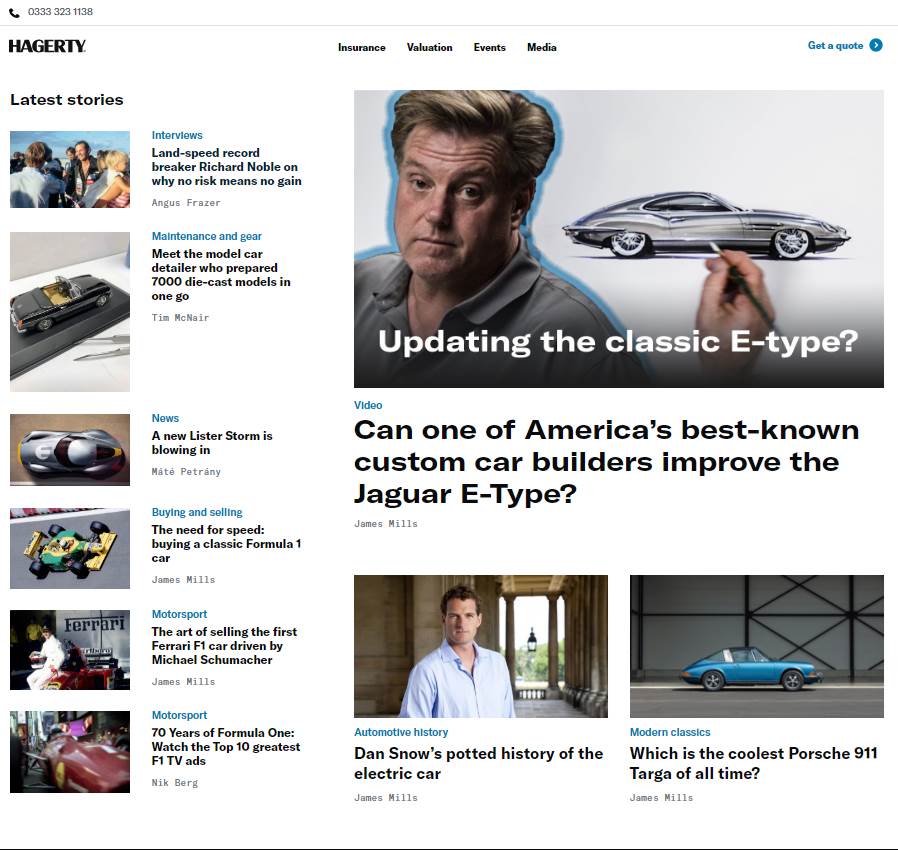 Hagerty UK Website - Entertainment page