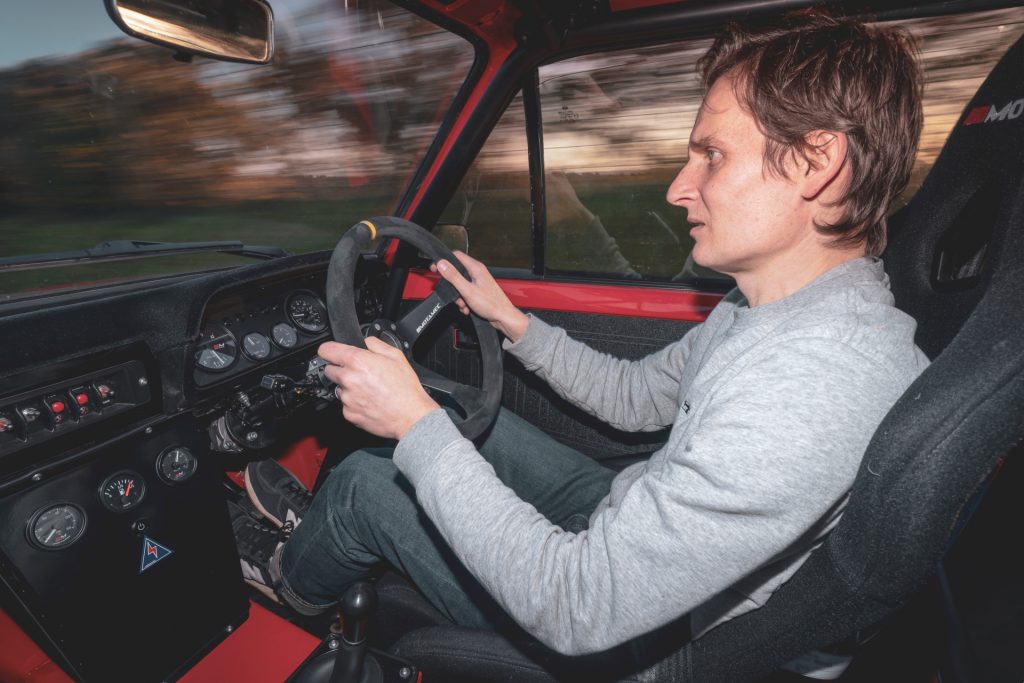 James Mills driving the MST Mk2 road rally car