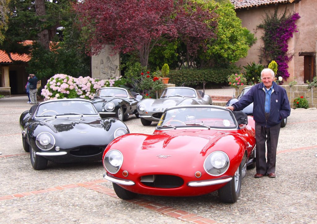 Norman Dewis with a Jaguar XKSS