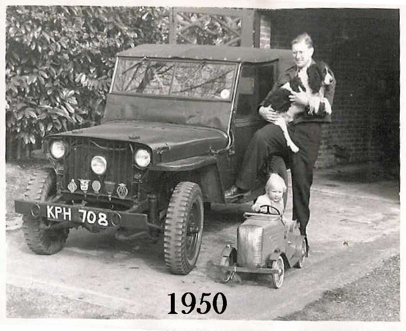 Patrick Sumner's father with the 1942 Willys MB Jeep