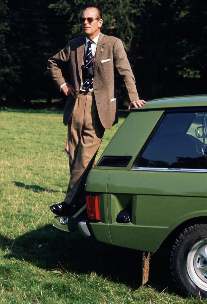 Prince Philip standing on his Range Rover car at the Royal Windsor Horse Show (Getty Images)
