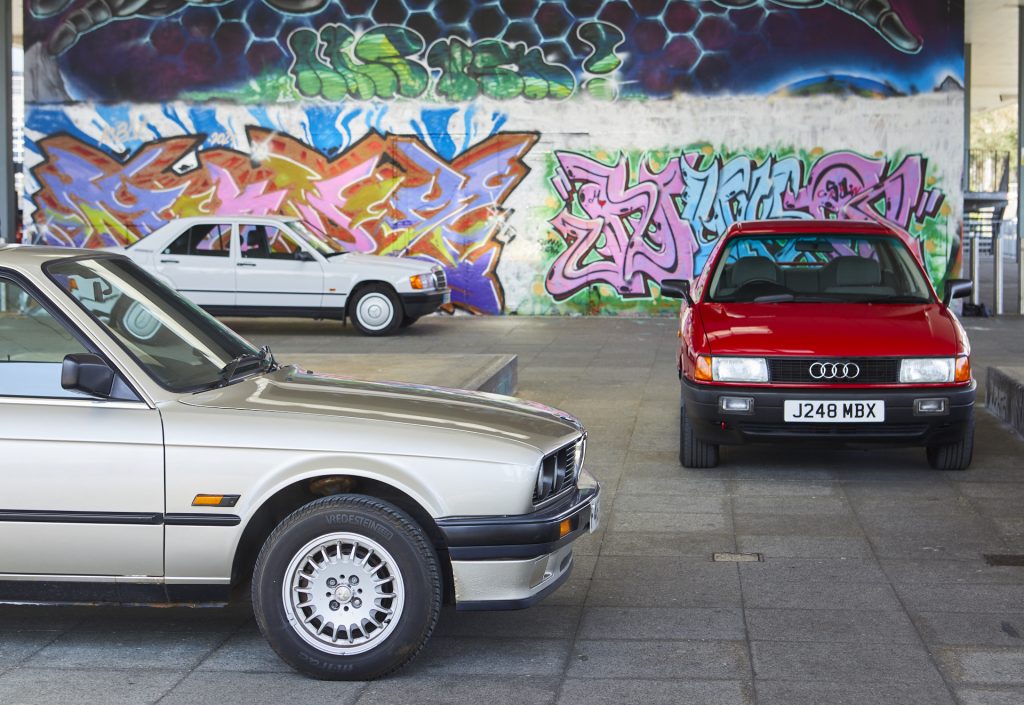 Audi 80, BMW E30, Mercedes 190E driven