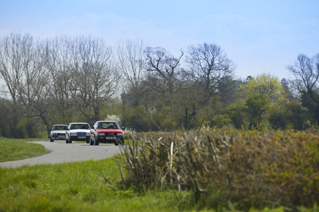 Audi 80, BMW E30, Mercedes 190E driven