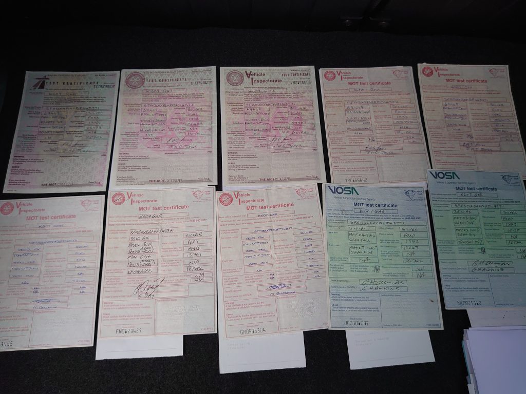 Car MOT certificates