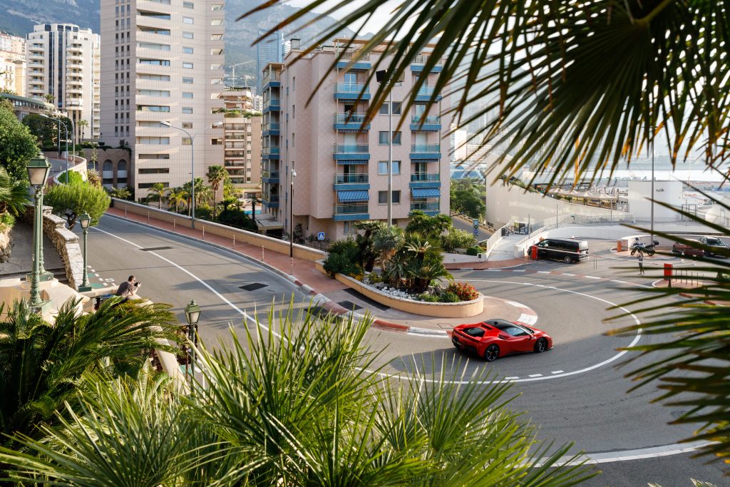 Monaco Grand Prix track with Ferrari