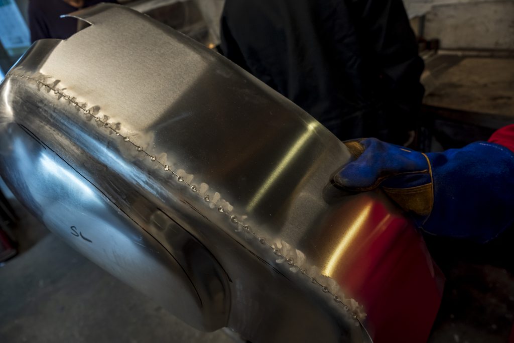 Welding aluminium fuel tanks for classic motorcycles at Tab Classics in Wales