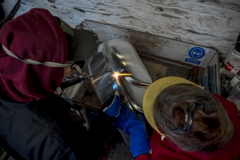 Welding aluminium fuel tanks for classic motorcycles at Tab Classics in Wales