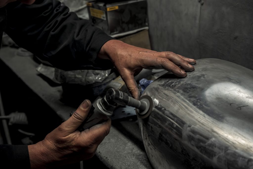 Polishing of the aluminium fuel tank begins