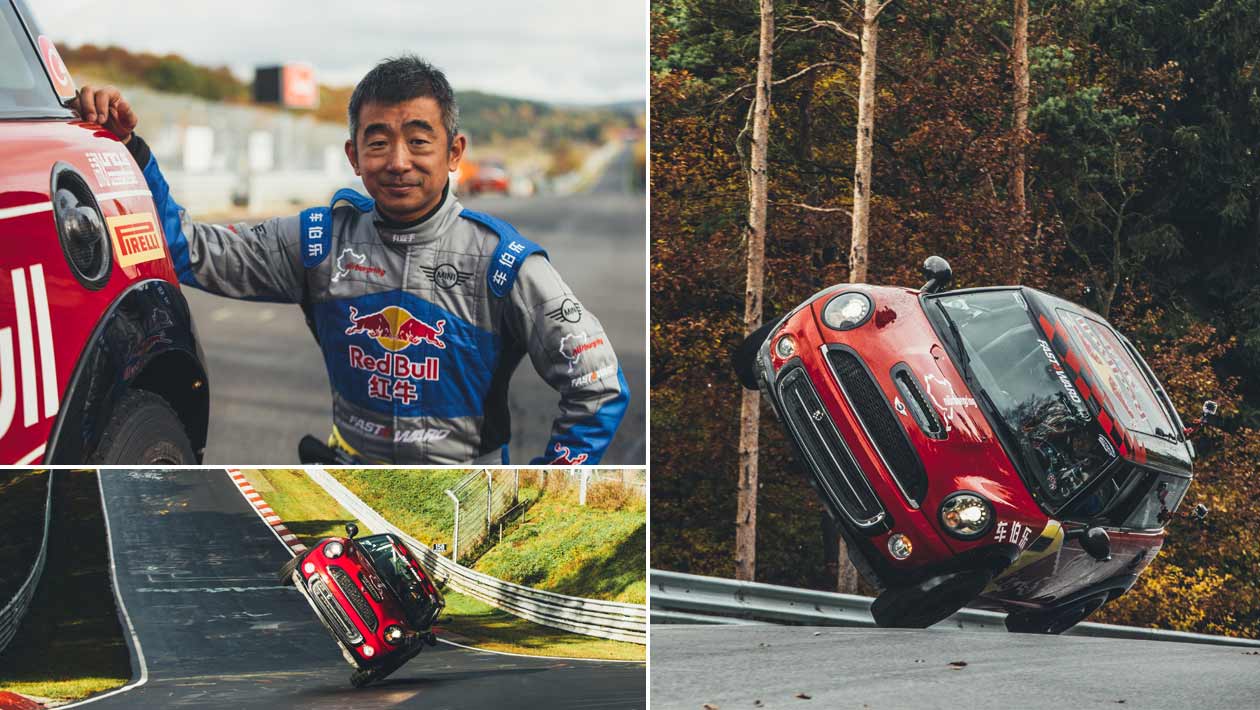 How long did it take Han Yue to drive around the Nürburgring Nordschleife on two wheels, in November 2016?