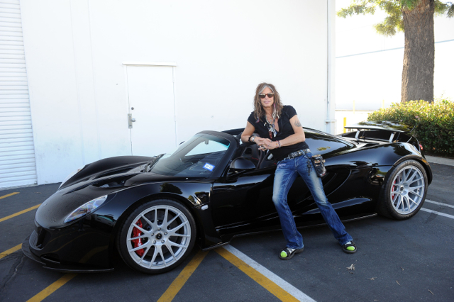 Steven Tyler with his Hennessey Venom GT Spyder