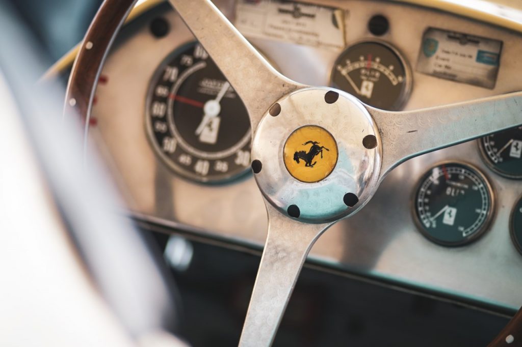 Ferrari 375 Indianapolis cockpit and steering wheel