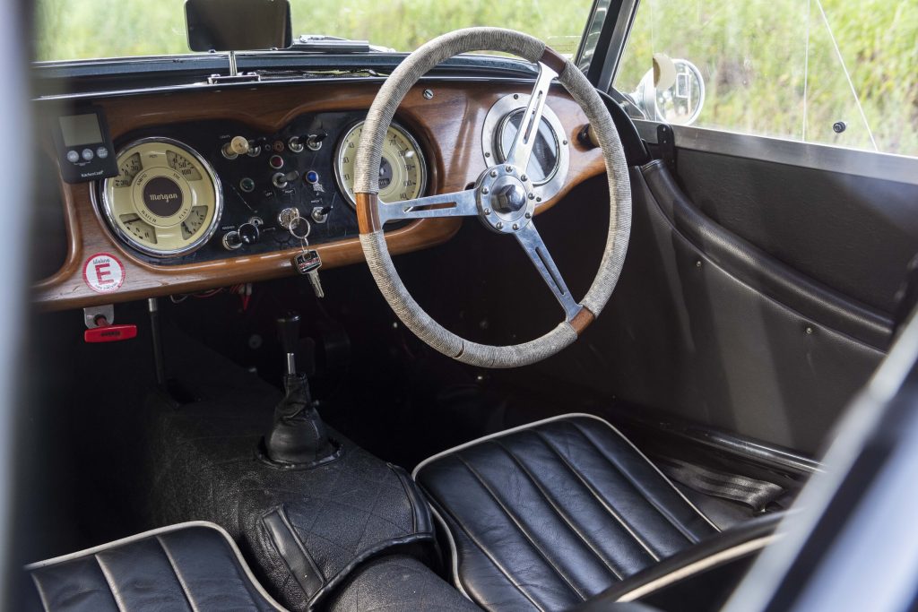 Interior of Morgan that won 1962 Le Mans