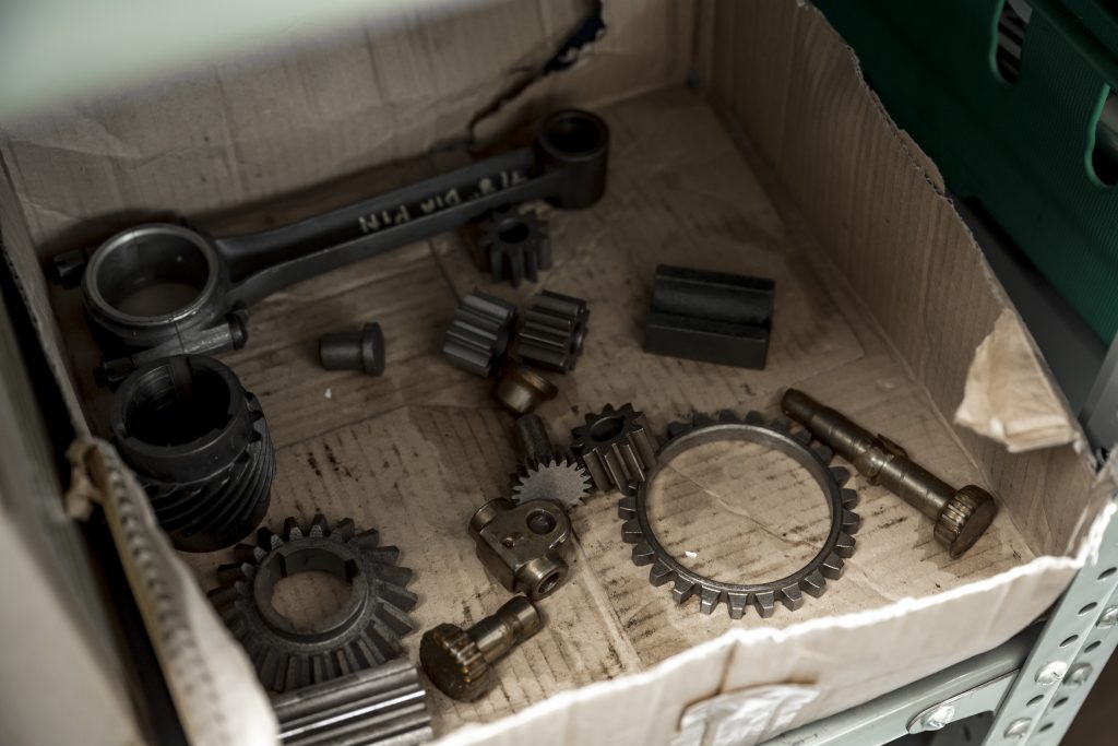 Box of Bugatti components