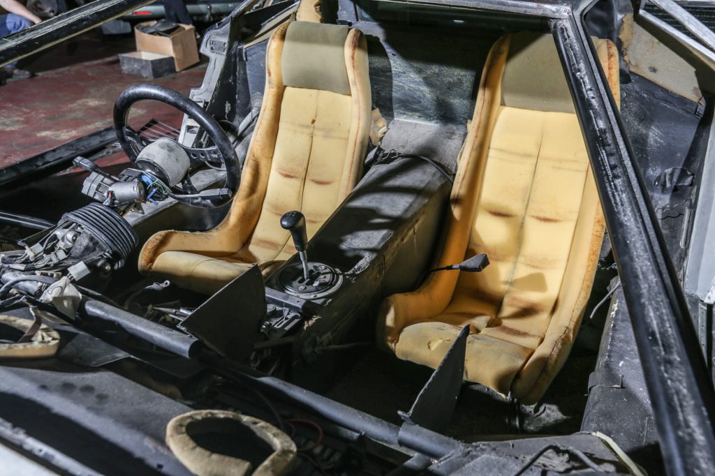 Interior of barn-find Lamborghini Countach LP500S