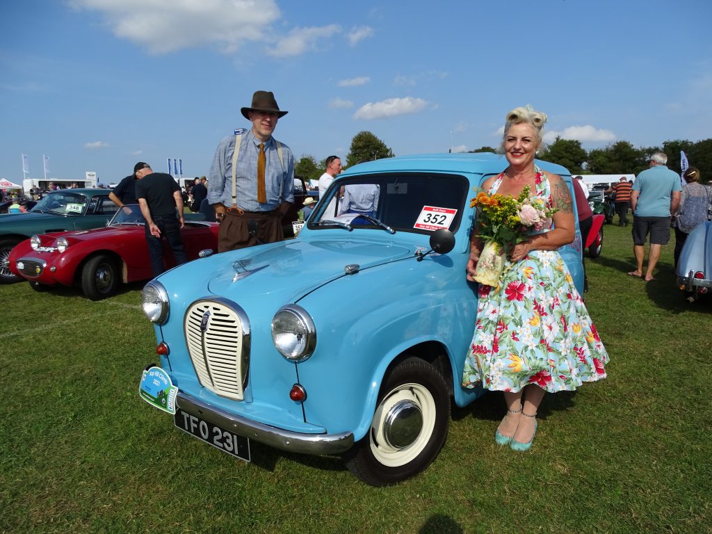 Lorna and Tony Brooks, 1959 Austin A35 Van