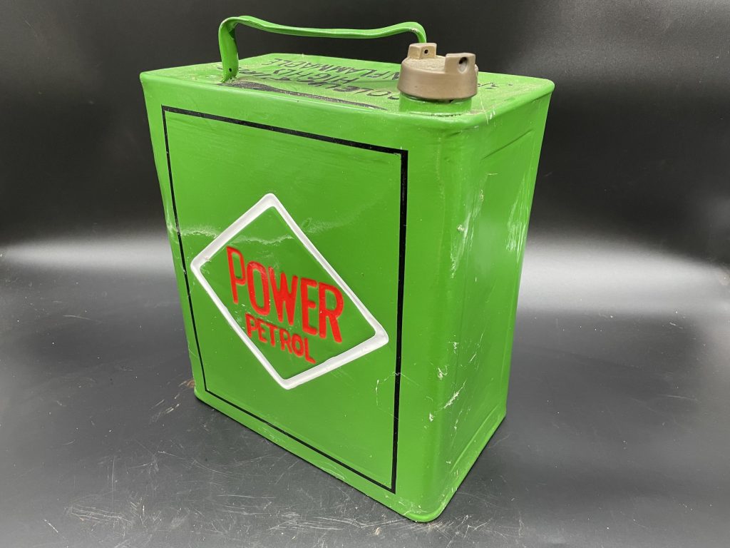 Alan Pooley petroliana collection Power petrol can