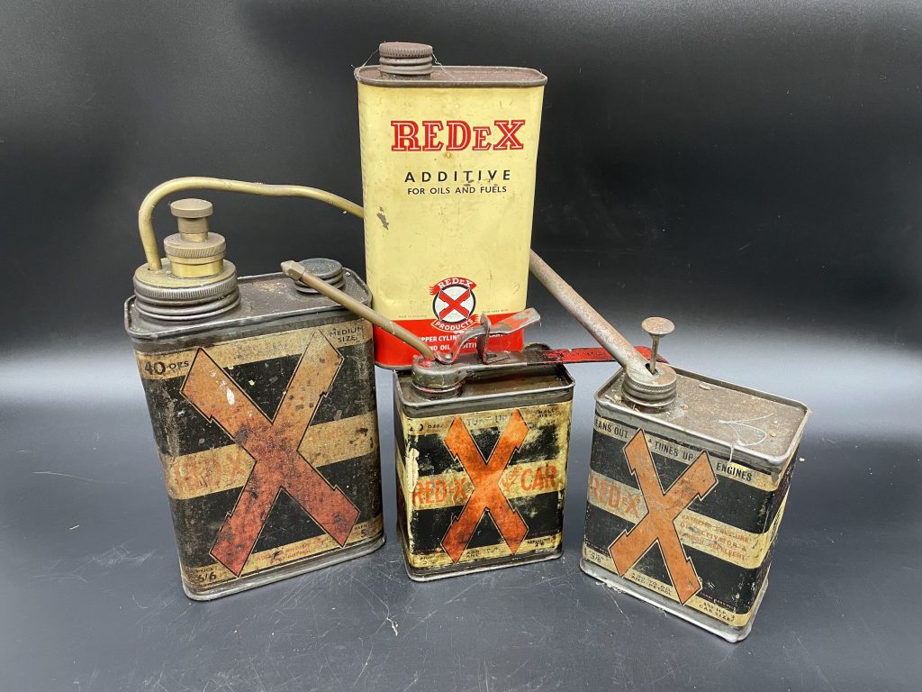 Alan Pooley petroliana collection Redex oil cans